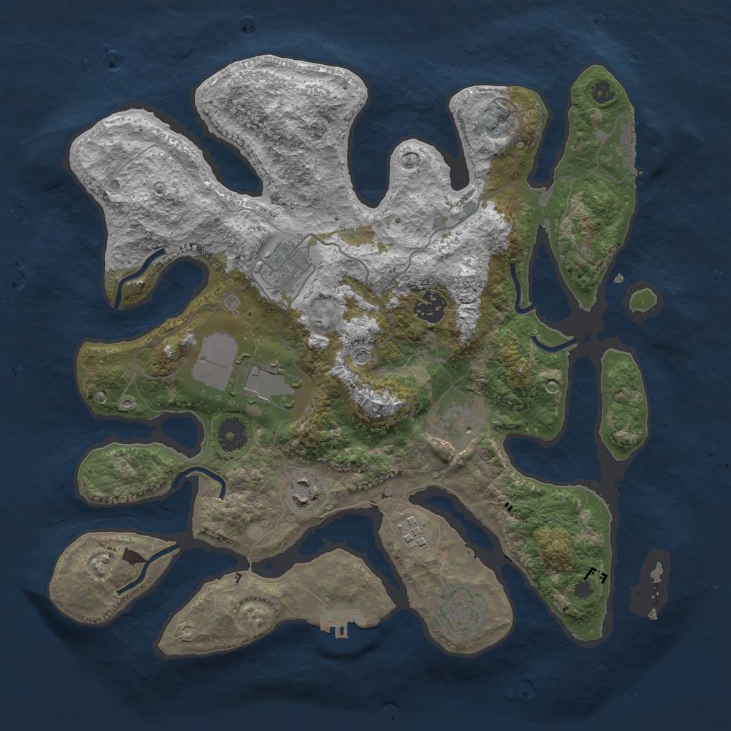 Rust Map: Procedural Map, Size: 3500, Seed: 956, 12 Monuments