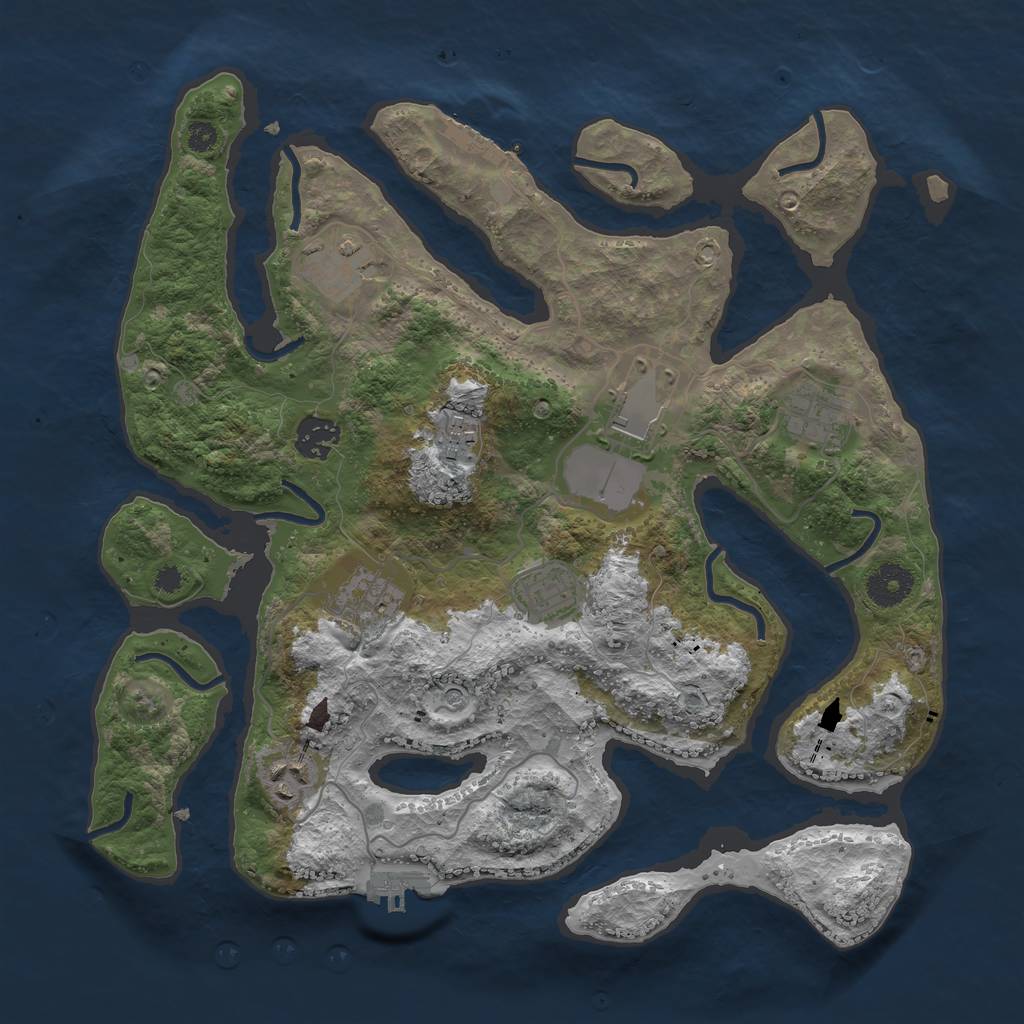 Rust Map: Procedural Map, Size: 3500, Seed: 34456, 13 Monuments