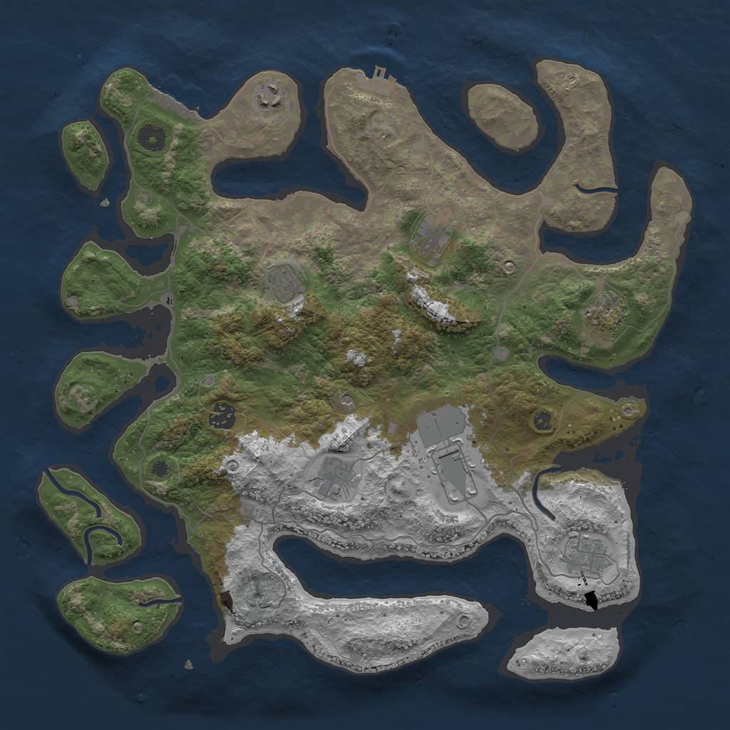 Rust Map: Procedural Map, Size: 4000, Seed: 309575, 13 Monuments