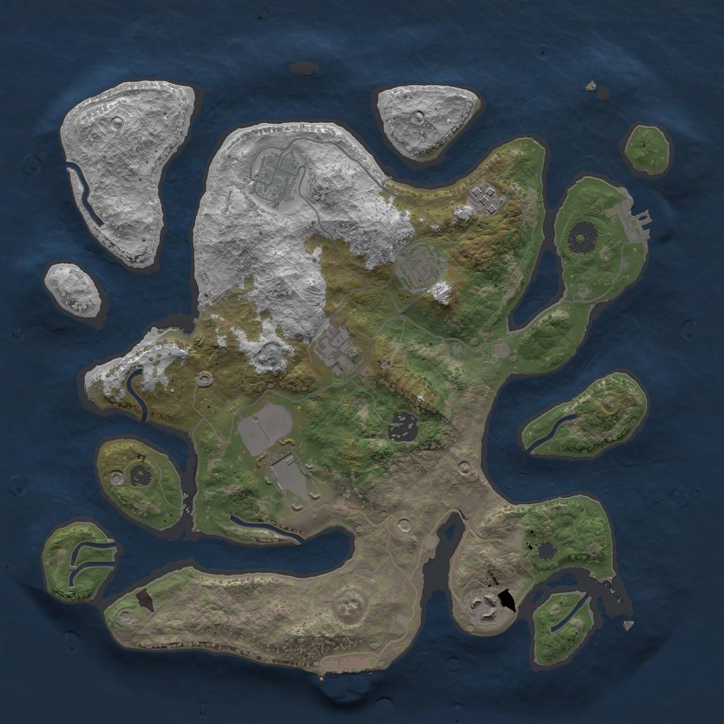 Rust Map: Procedural Map, Size: 3500, Seed: 780883, 12 Monuments