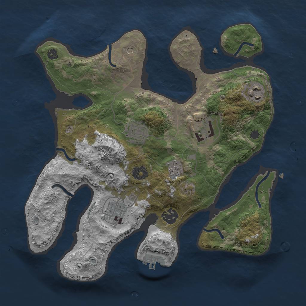 Rust Map: Procedural Map, Size: 3000, Seed: 1424265733, 10 Monuments