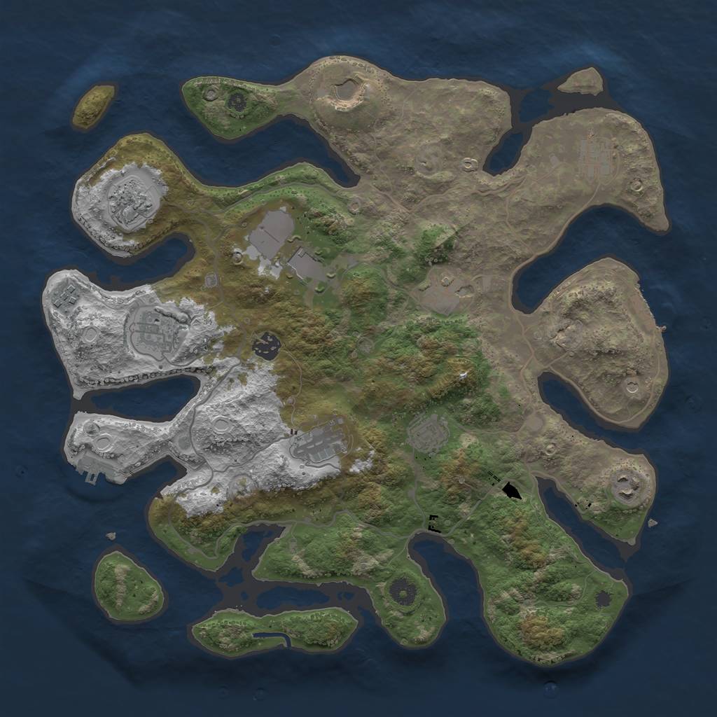 Rust Map: Procedural Map, Size: 4000, Seed: 1231094143, 19 Monuments