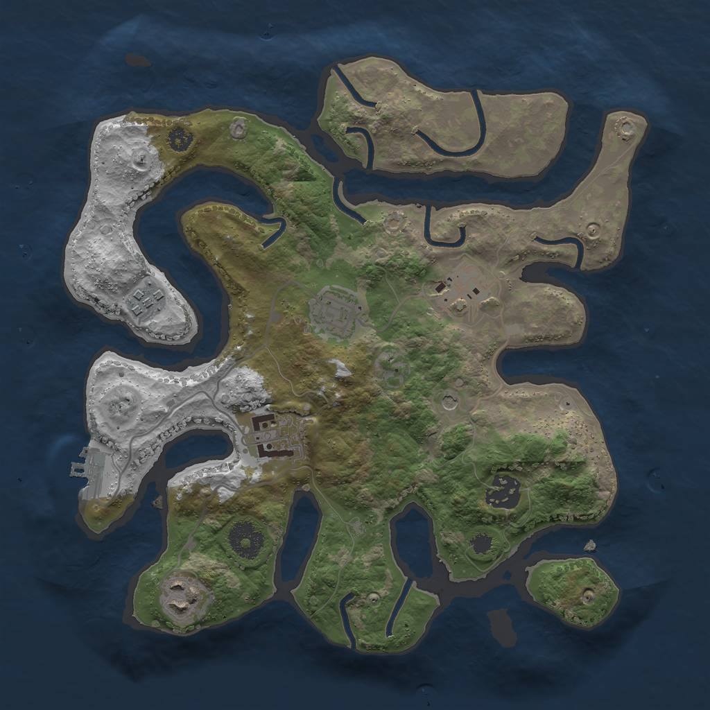 Rust Map: Procedural Map, Size: 3000, Seed: 1649181634, 10 Monuments