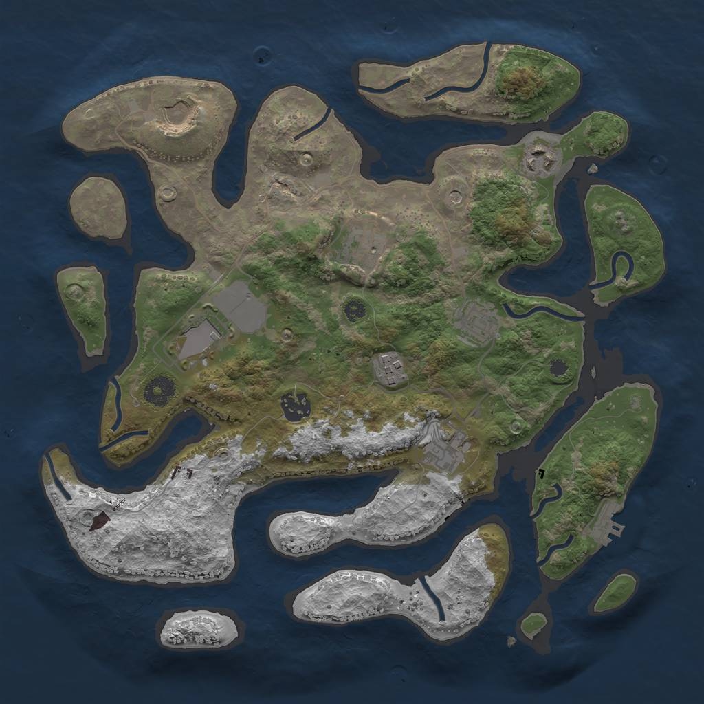 Rust Map: Procedural Map, Size: 3500, Seed: 1234562, 12 Monuments