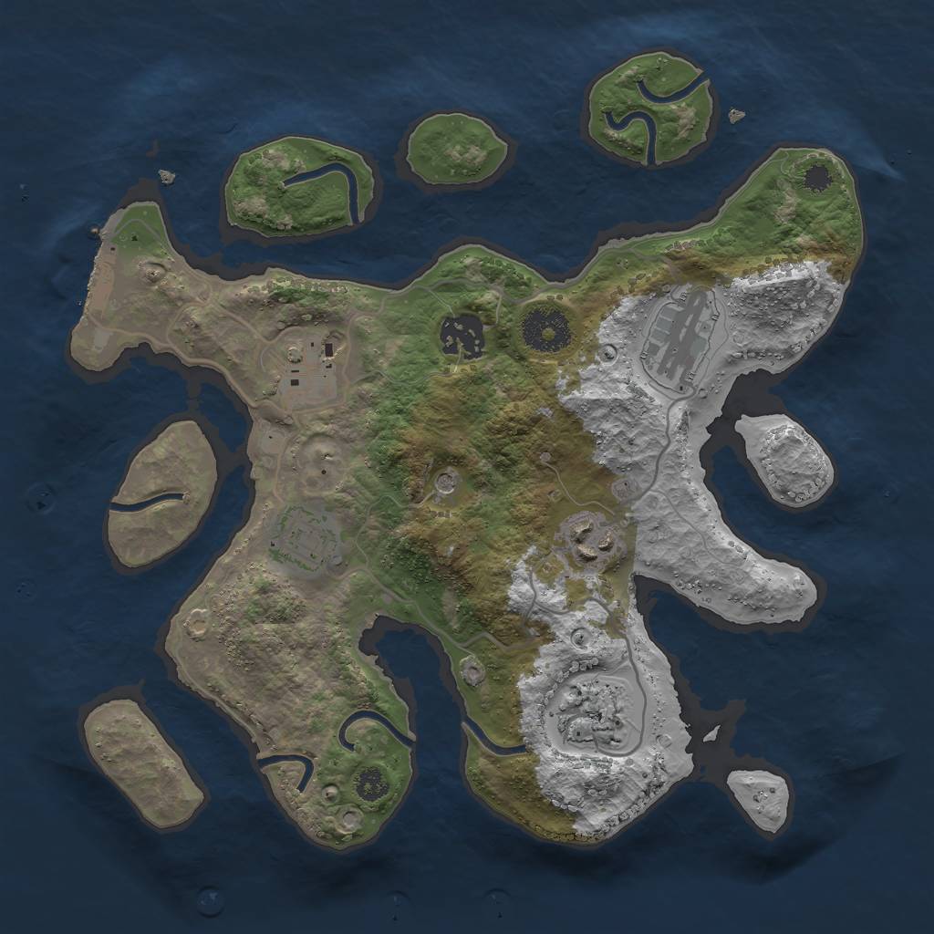 Rust Map: Procedural Map, Size: 3000, Seed: 564736104, 10 Monuments