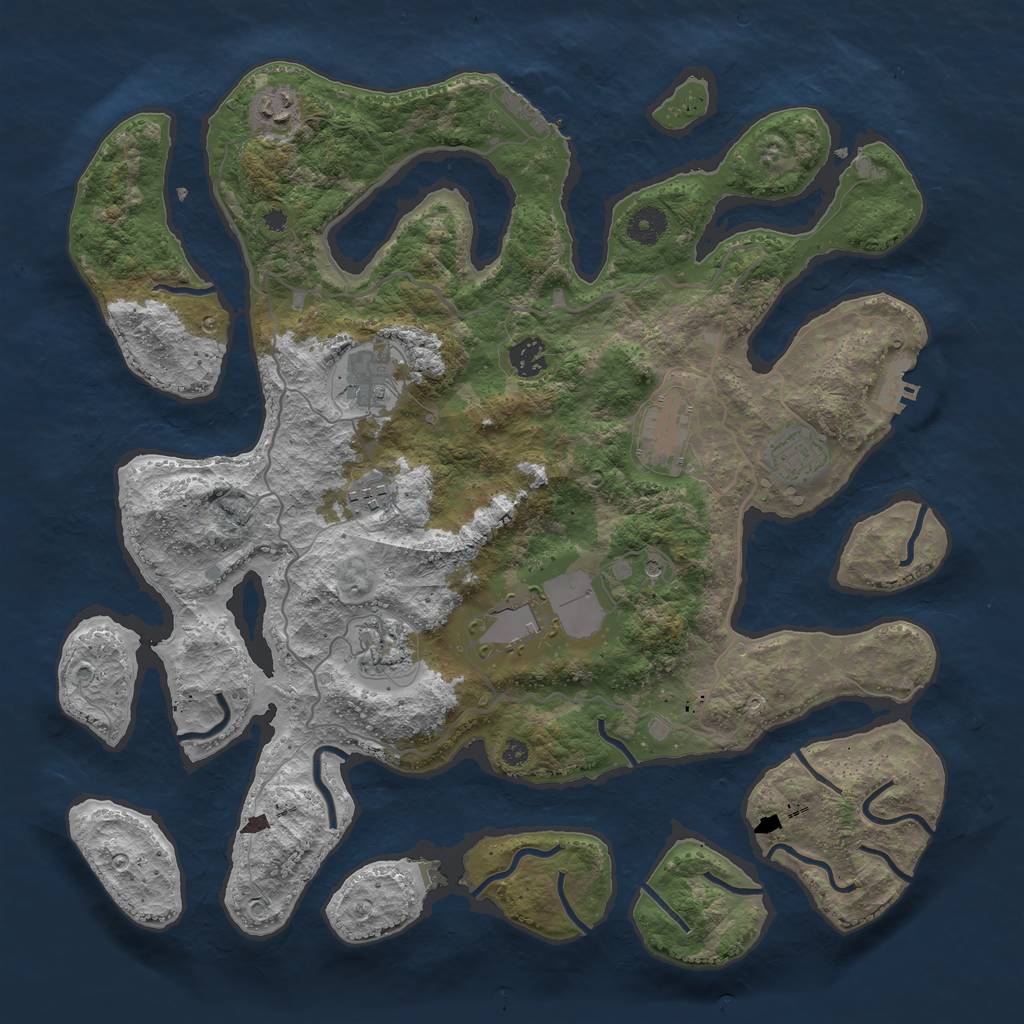 Rust Map: Procedural Map, Size: 4000, Seed: 931631275, 13 Monuments