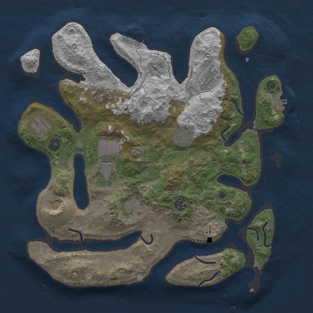 Rust Map: Procedural Map, Size: 3750, Seed: 631902769, 14 Monuments