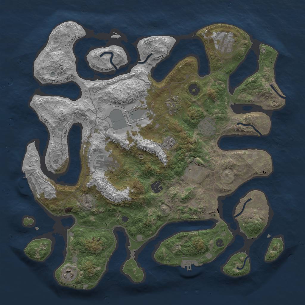 Rust Map: Procedural Map, Size: 4000, Seed: 881196, 14 Monuments