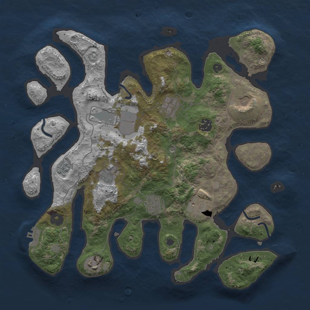 Rust Map: Procedural Map, Size: 3500, Seed: 753997, 13 Monuments