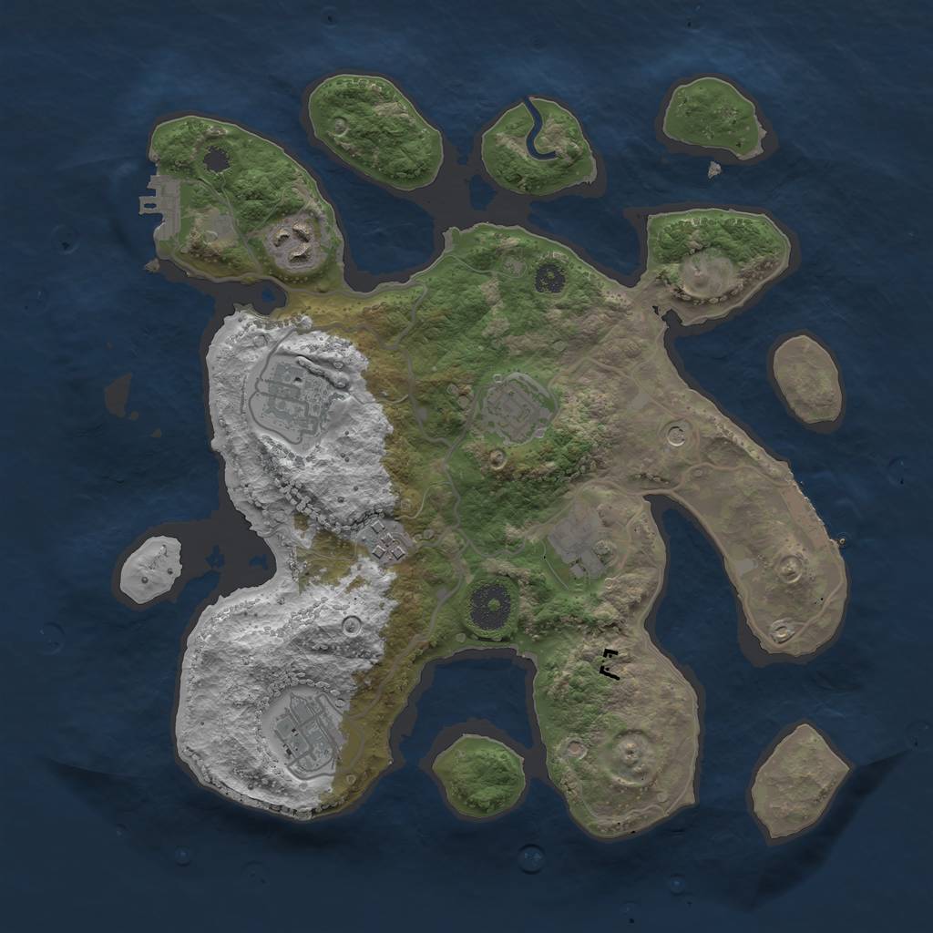 Rust Map: Procedural Map, Size: 3169, Seed: 100, 11 Monuments