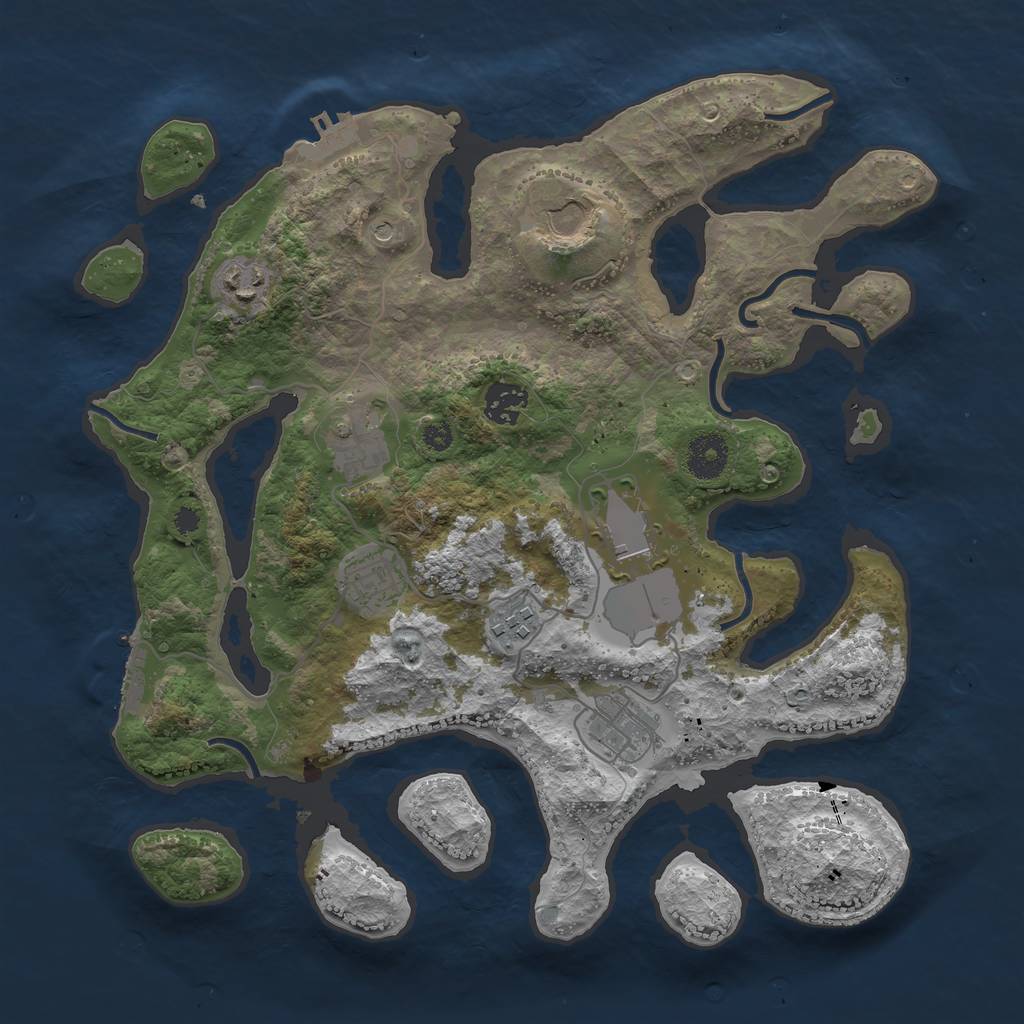 Rust Map: Procedural Map, Size: 3500, Seed: 1609221695, 13 Monuments