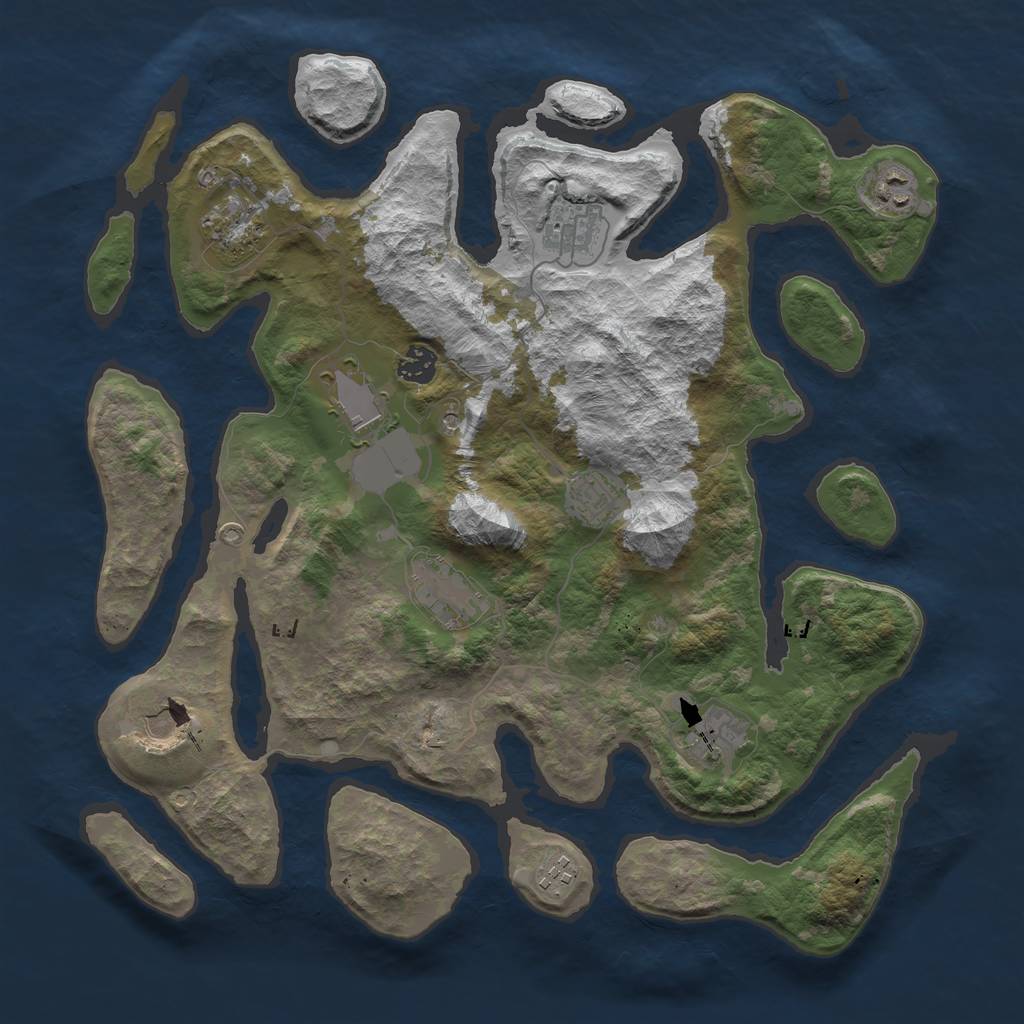 Rust Map: Barren, Size: 3950, Seed: 3467, 13 Monuments