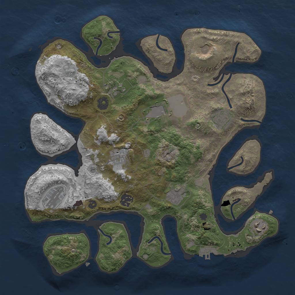 Rust Map: Procedural Map, Size: 3500, Seed: 1329139946, 13 Monuments