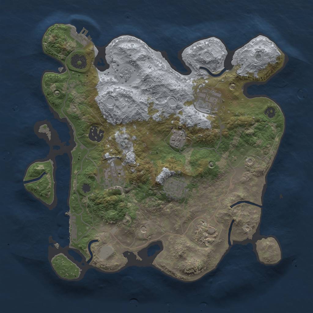 Rust Map: Procedural Map, Size: 3000, Seed: 36457234, 13 Monuments