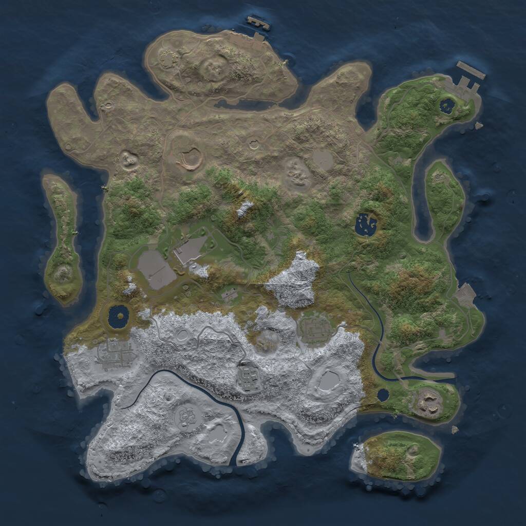 Rust Map: Procedural Map, Size: 3500, Seed: 708906281, 13 Monuments