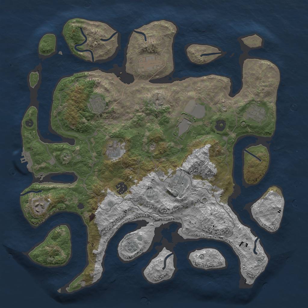 Rust Map: Procedural Map, Size: 4000, Seed: 830234, 13 Monuments