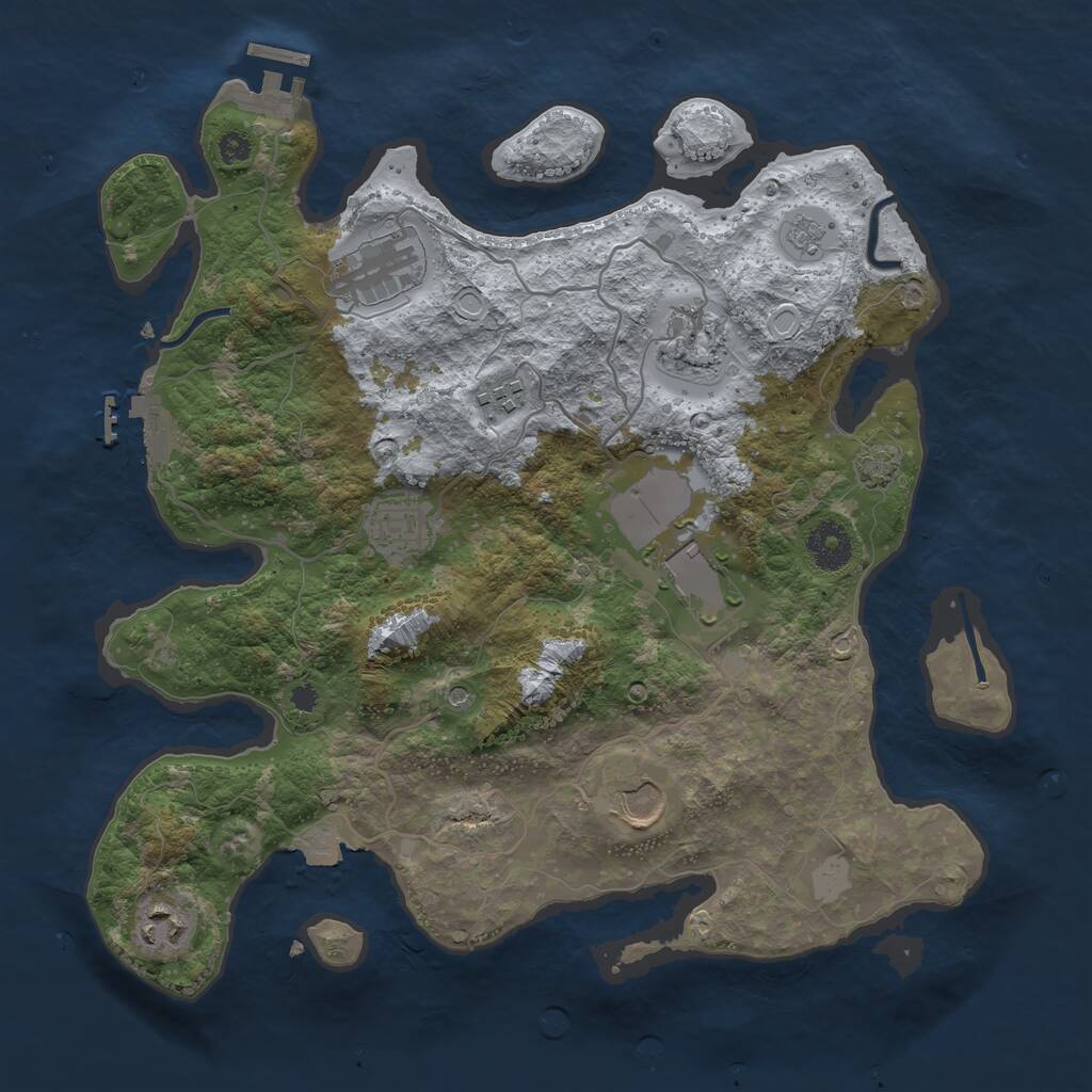 Rust Map: Procedural Map, Size: 3500, Seed: 503003, 13 Monuments