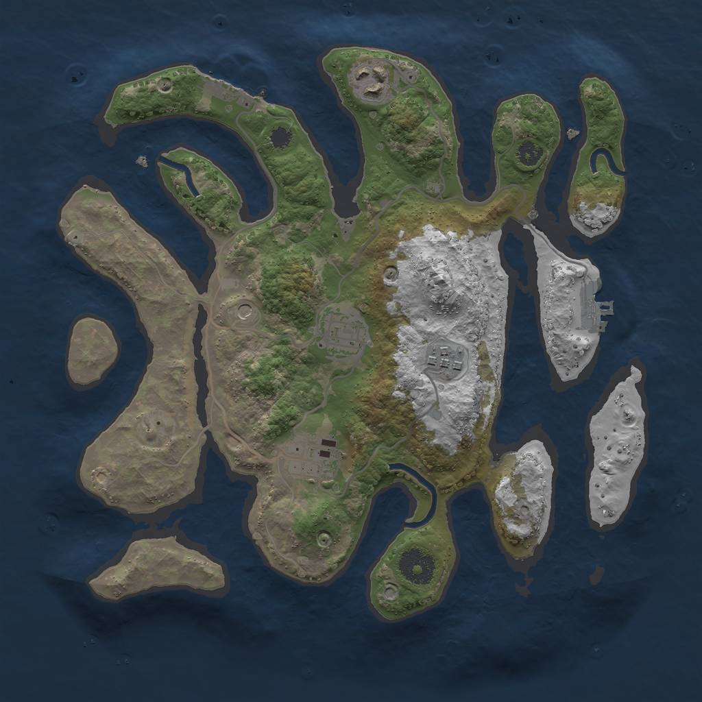 Rust Map: Procedural Map, Size: 3000, Seed: 779787041, 9 Monuments