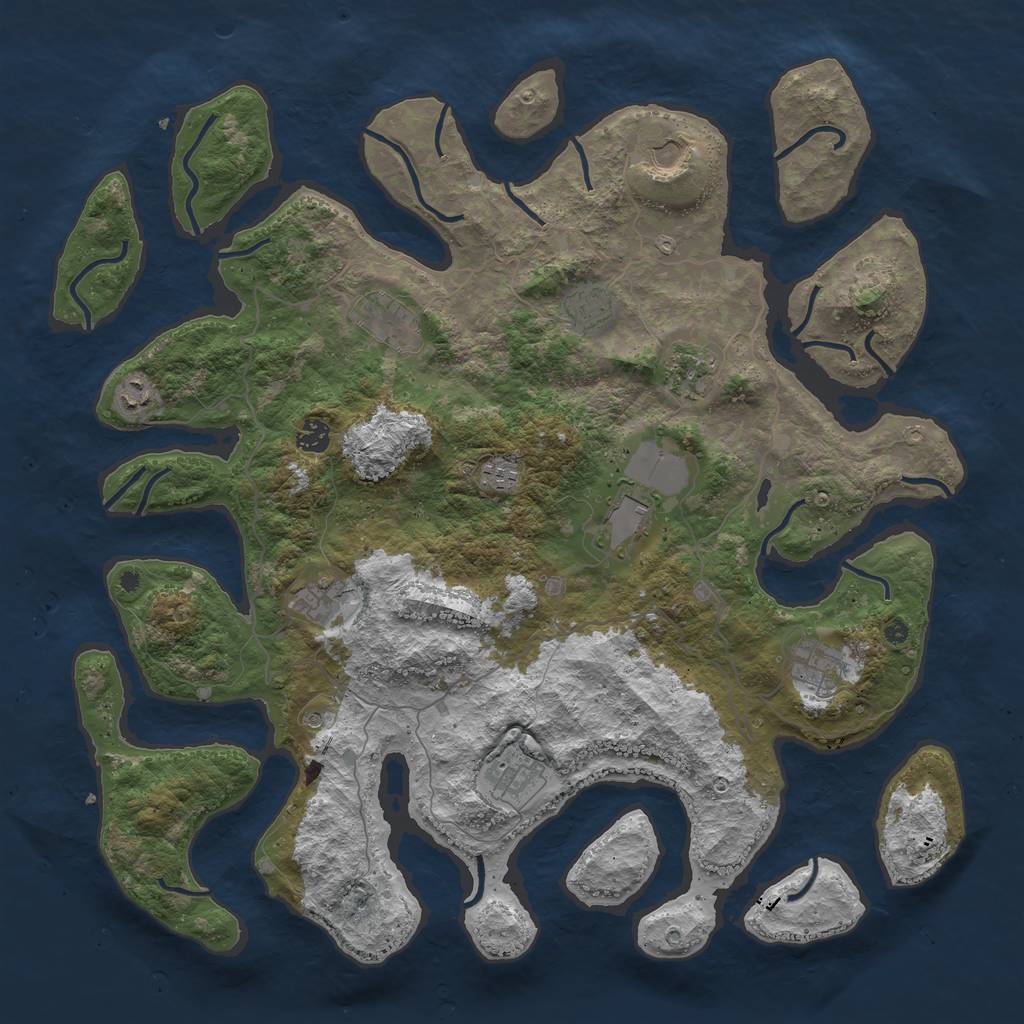 Rust Map: Procedural Map, Size: 4500, Seed: 33613, 14 Monuments