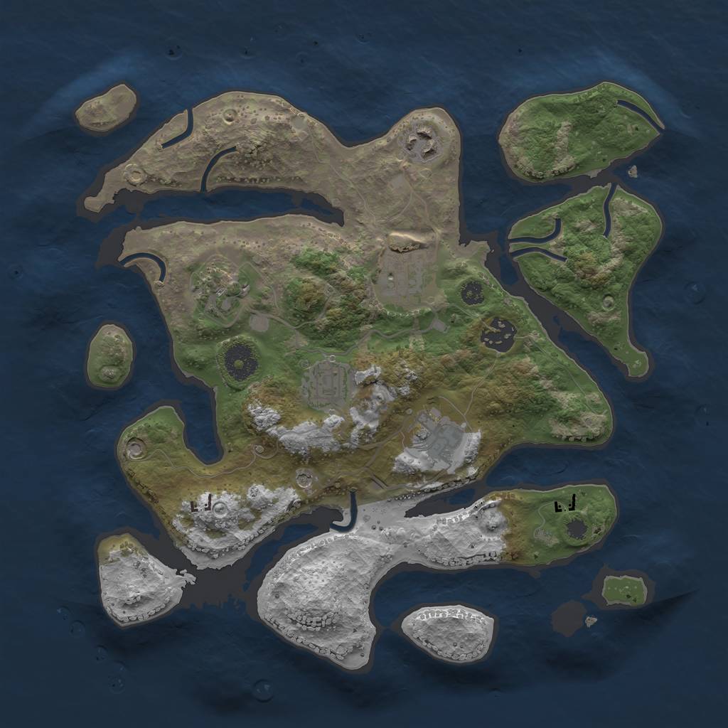 Rust Map: Procedural Map, Size: 3200, Seed: 779197, 9 Monuments