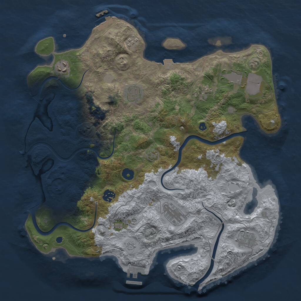 Rust Map: Procedural Map, Size: 3800, Seed: 493336945, 14 Monuments