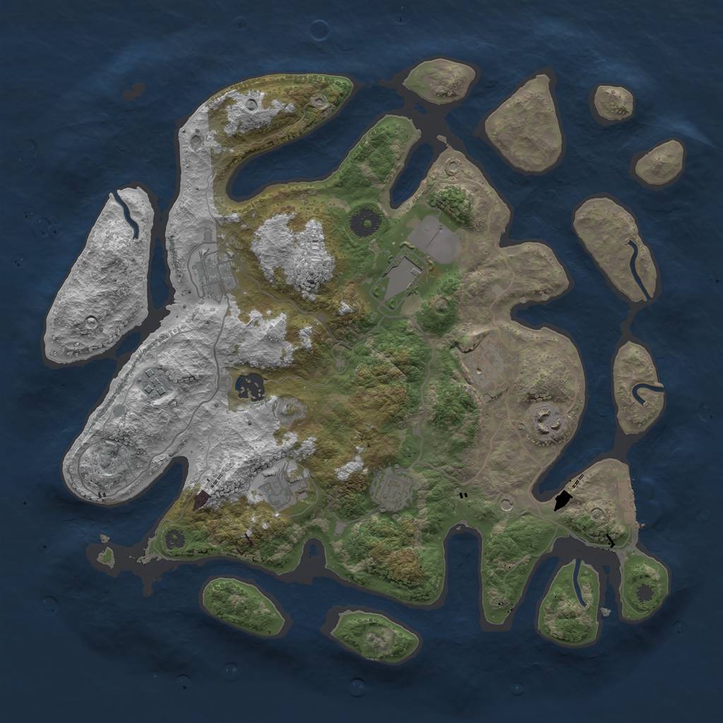 Rust Map: Procedural Map, Size: 3750, Seed: 649100590, 12 Monuments