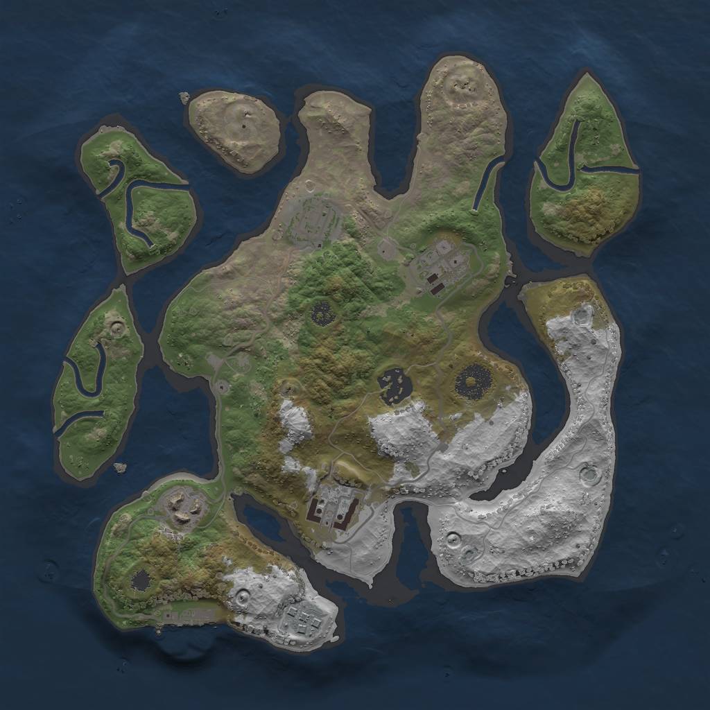 Rust Map: Procedural Map, Size: 3000, Seed: 58644, 9 Monuments