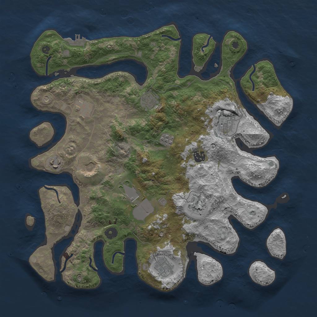 Rust Map: Procedural Map, Size: 3950, Seed: 258745207, 14 Monuments