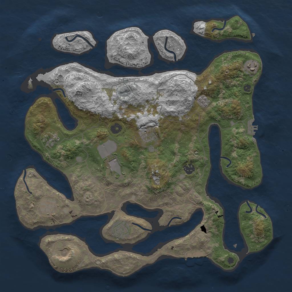 Rust Map: Procedural Map, Size: 4000, Seed: 200258, 14 Monuments