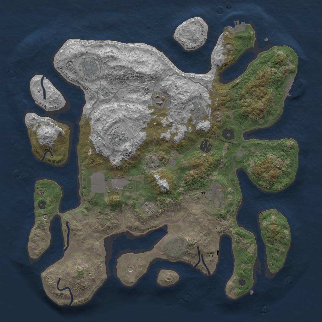 Rust Map: Procedural Map, Size: 4000, Seed: 843160, 14 Monuments