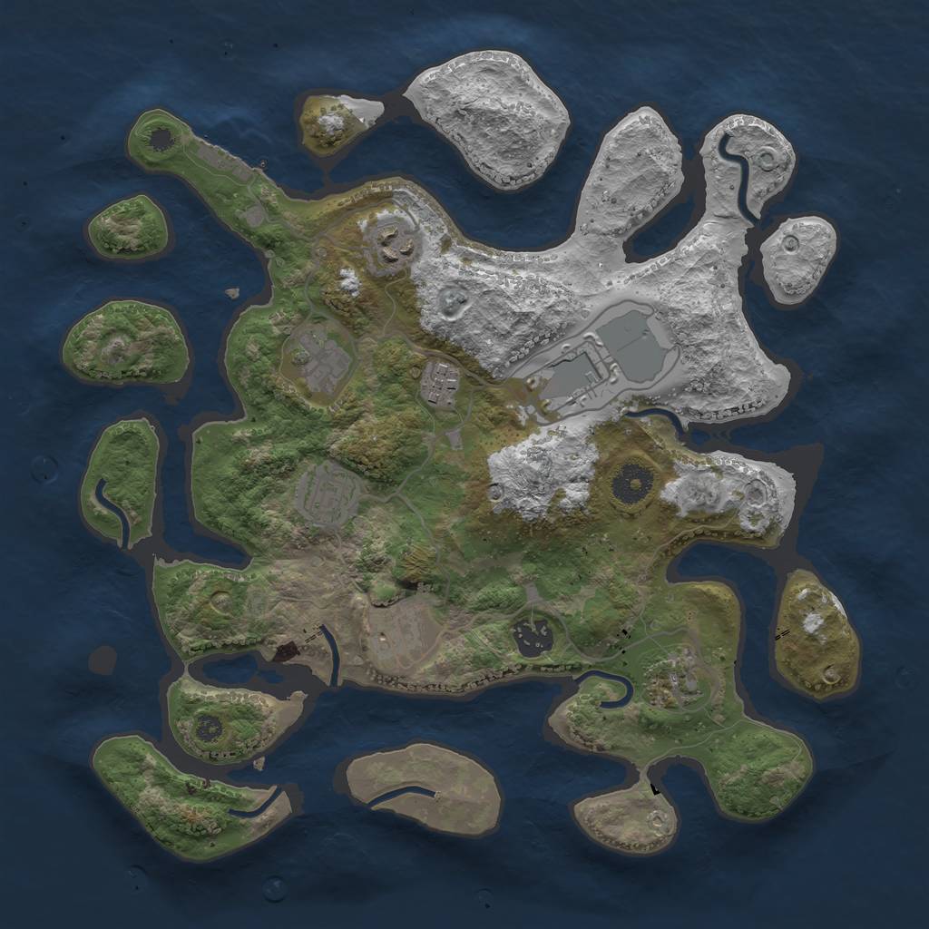 Rust Map: Procedural Map, Size: 3500, Seed: 518078657, 11 Monuments