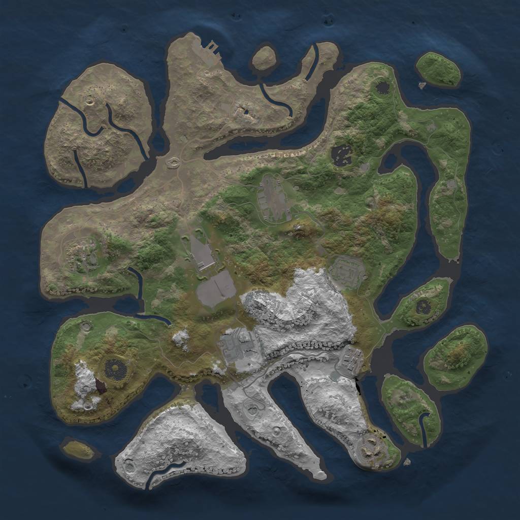 Rust Map: Procedural Map, Size: 3500, Seed: 276084632, 12 Monuments