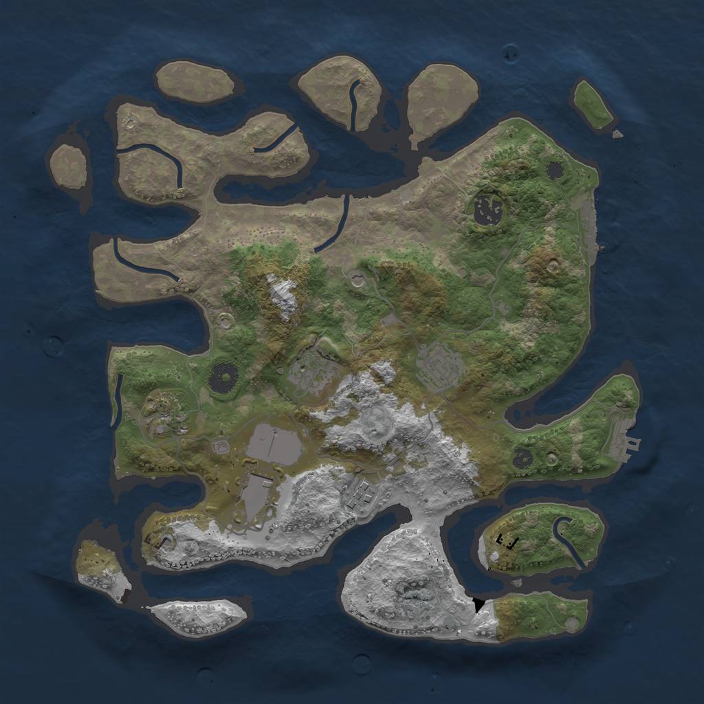 Rust Map: Procedural Map, Size: 3500, Seed: 702687, 11 Monuments