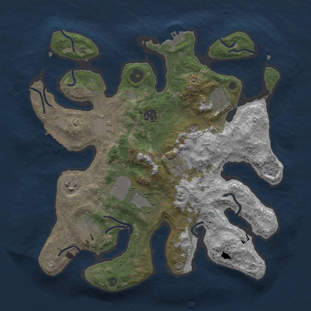 Rust Map: Procedural Map, Size: 3500, Seed: 5464523, 13 Monuments