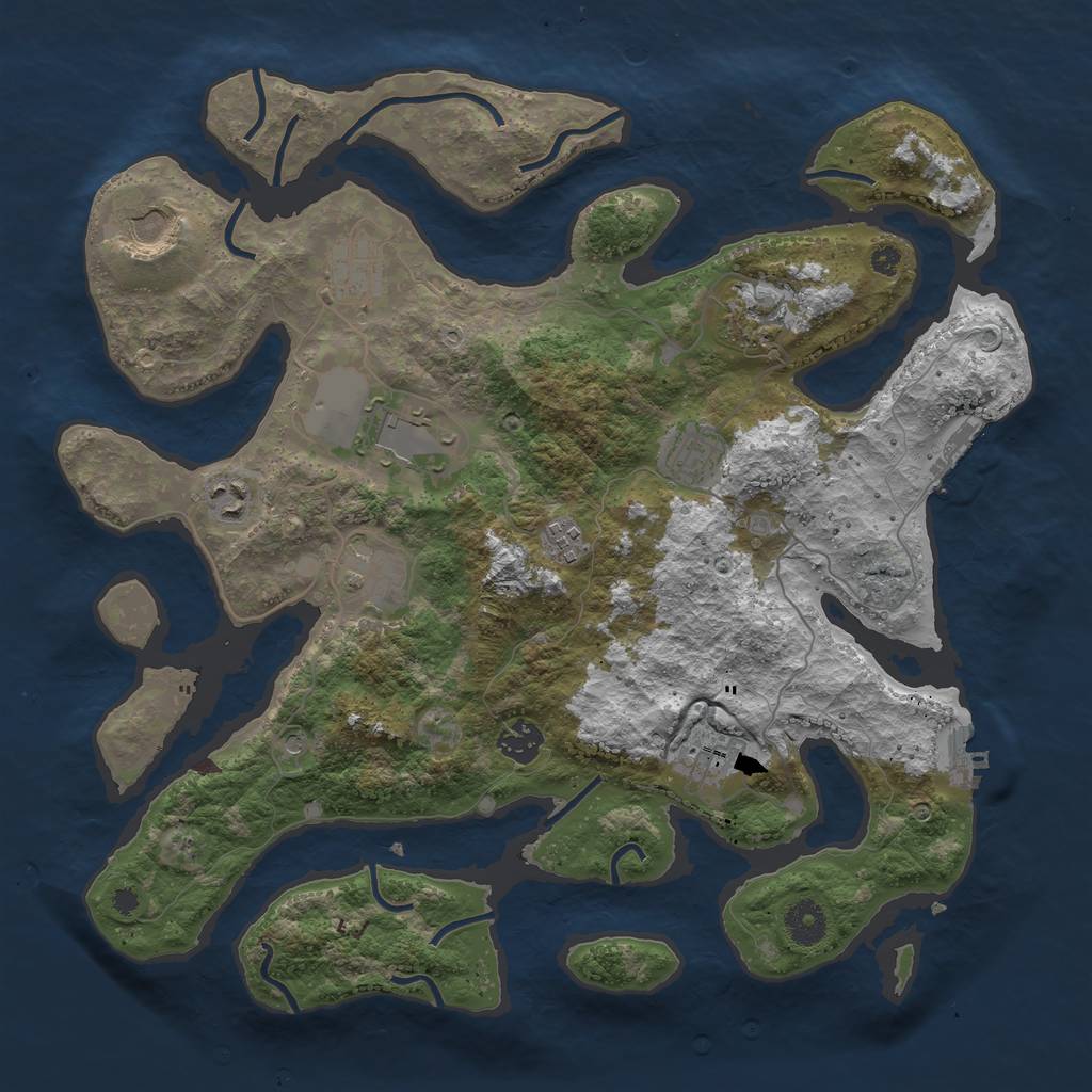 Rust Map: Procedural Map, Size: 3800, Seed: 636023889, 15 Monuments