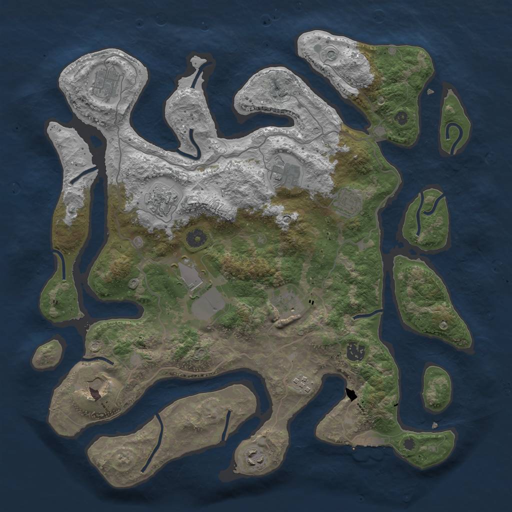 Rust Map: Procedural Map, Size: 4000, Seed: 515797, 14 Monuments