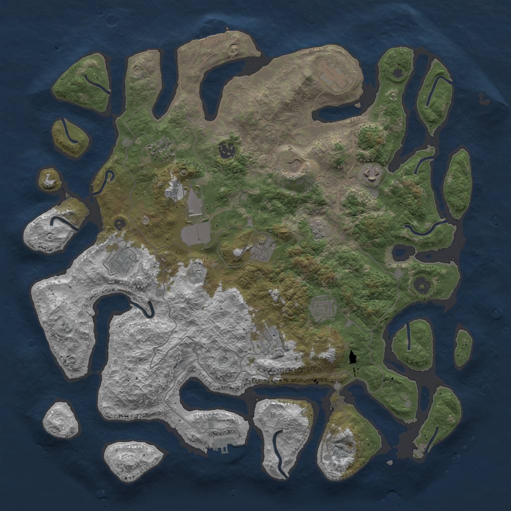 Rust Map: Procedural Map, Size: 4500, Seed: 69853010, 16 Monuments