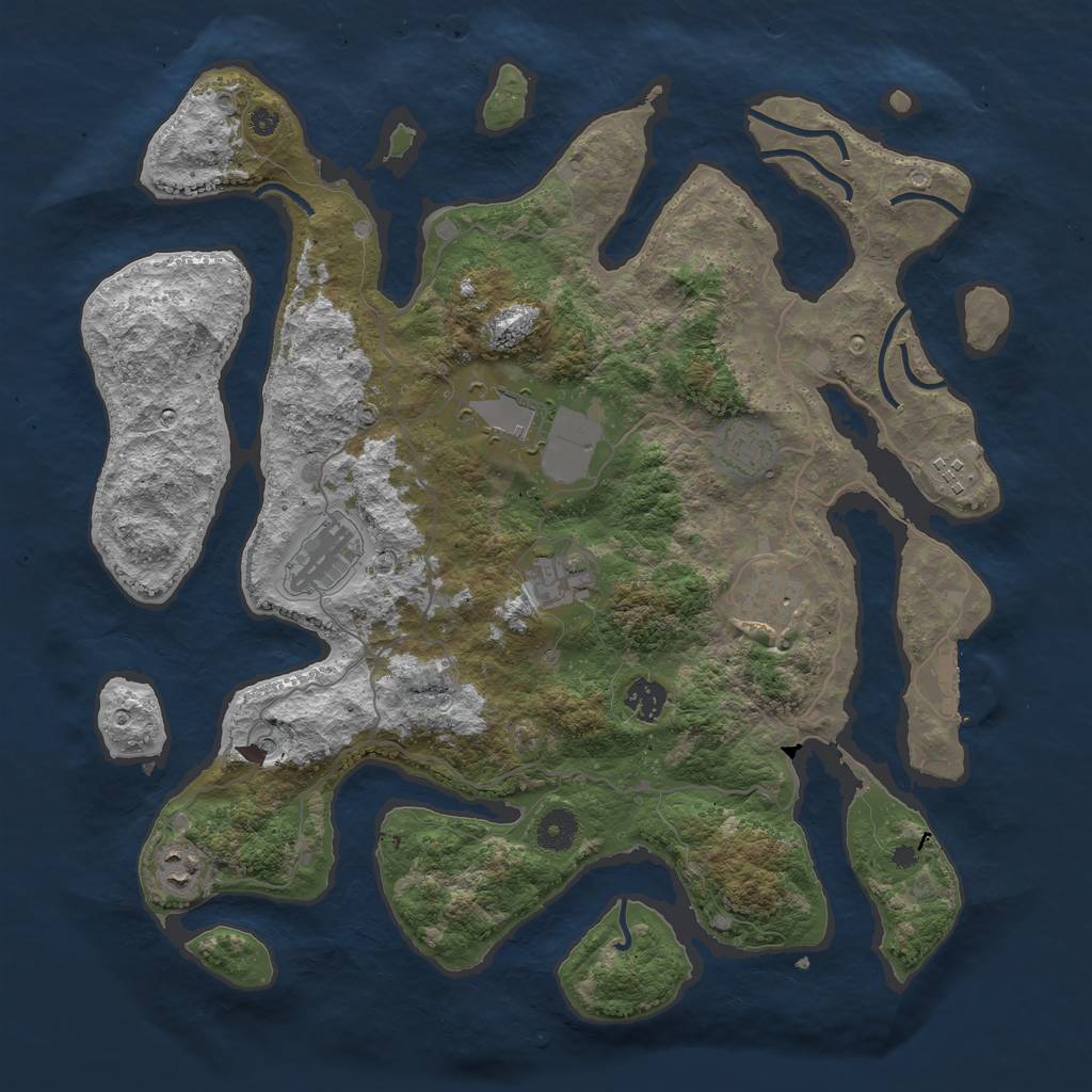 Rust Map: Procedural Map, Size: 4000, Seed: 346118, 12 Monuments