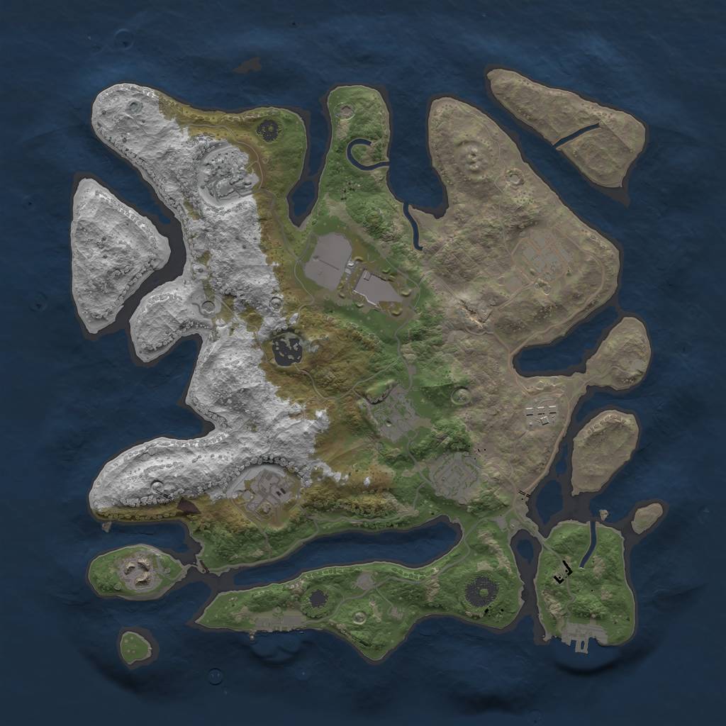 Rust Map: Procedural Map, Size: 3500, Seed: 1420922820, 14 Monuments