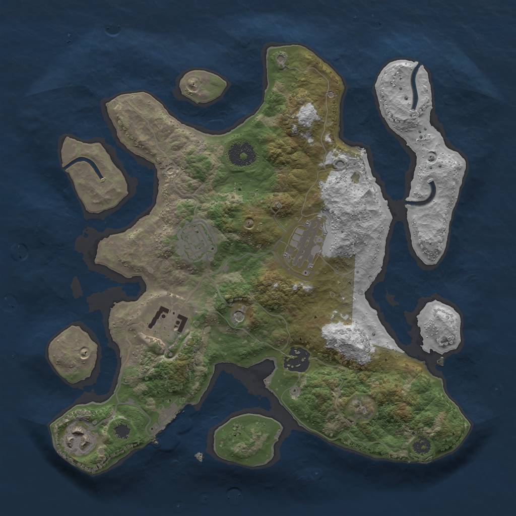 Rust Map: Procedural Map, Size: 3000, Seed: 2127676569, 9 Monuments