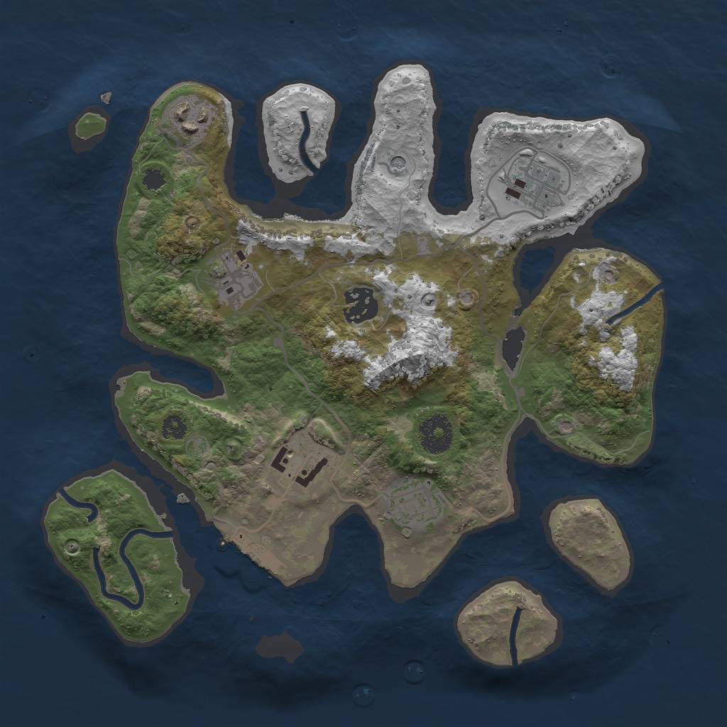 Rust Map: Procedural Map, Size: 3000, Seed: 75156, 10 Monuments