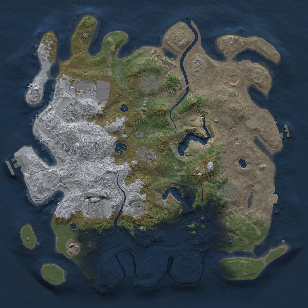 Rust Map: Procedural Map, Size: 4000, Seed: 665756, 16 Monuments