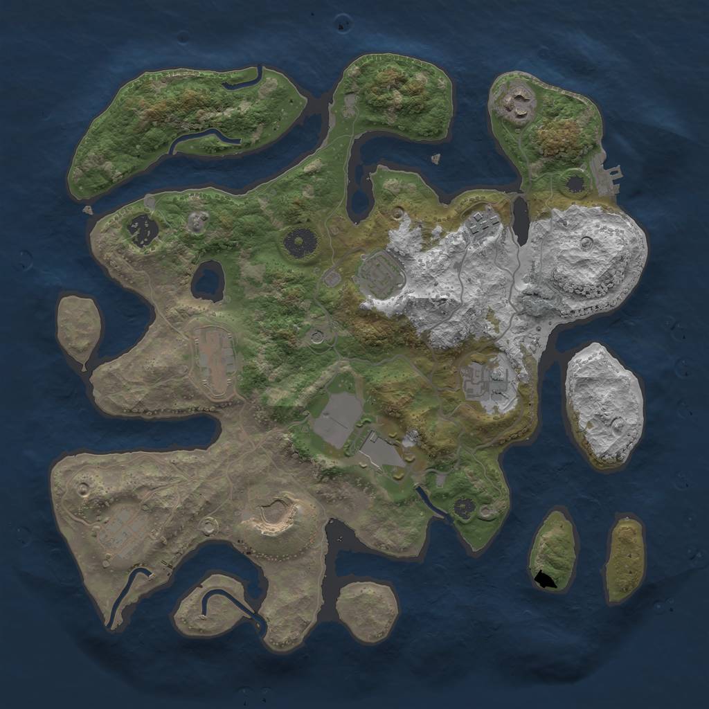 Rust Map: Procedural Map, Size: 3500, Seed: 1143723949, 13 Monuments