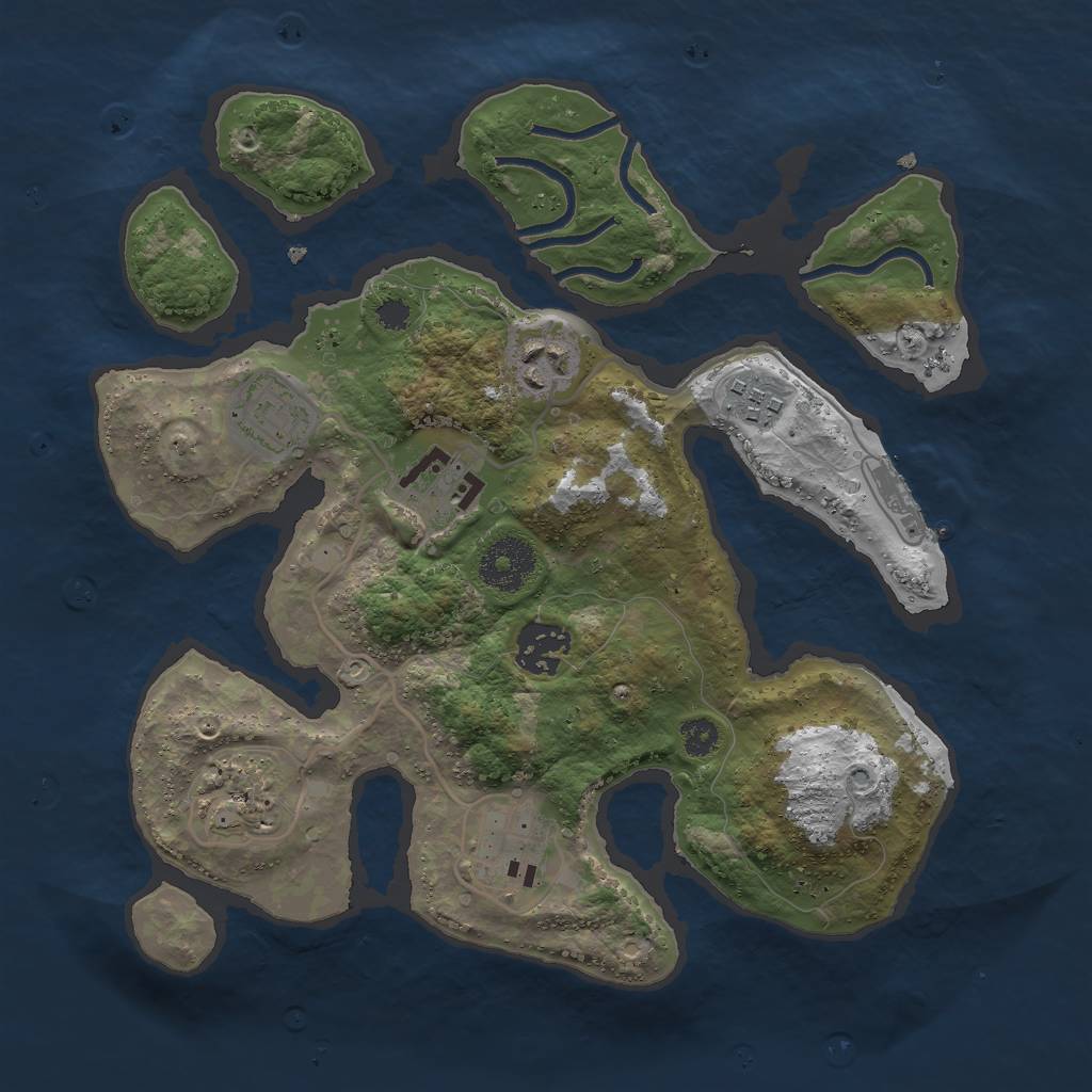 Rust Map: Procedural Map, Size: 3000, Seed: 1312723408, 10 Monuments