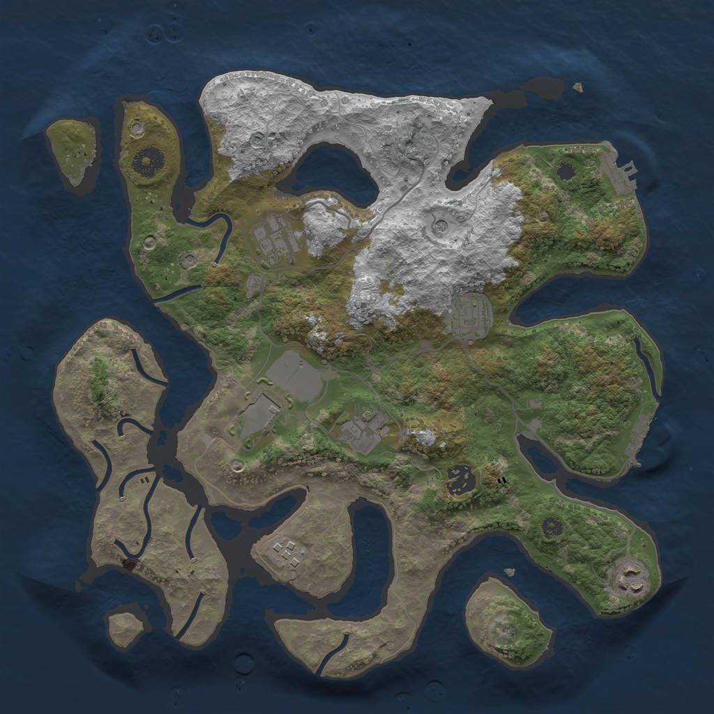 Rust Map: Procedural Map, Size: 3500, Seed: 250621, 12 Monuments