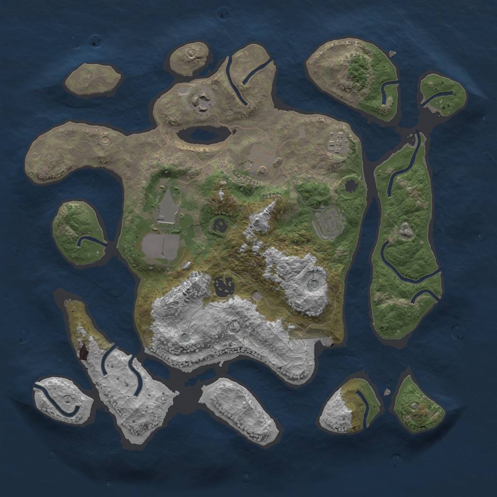 Rust Map: Procedural Map, Size: 3500, Seed: 539729806, 9 Monuments