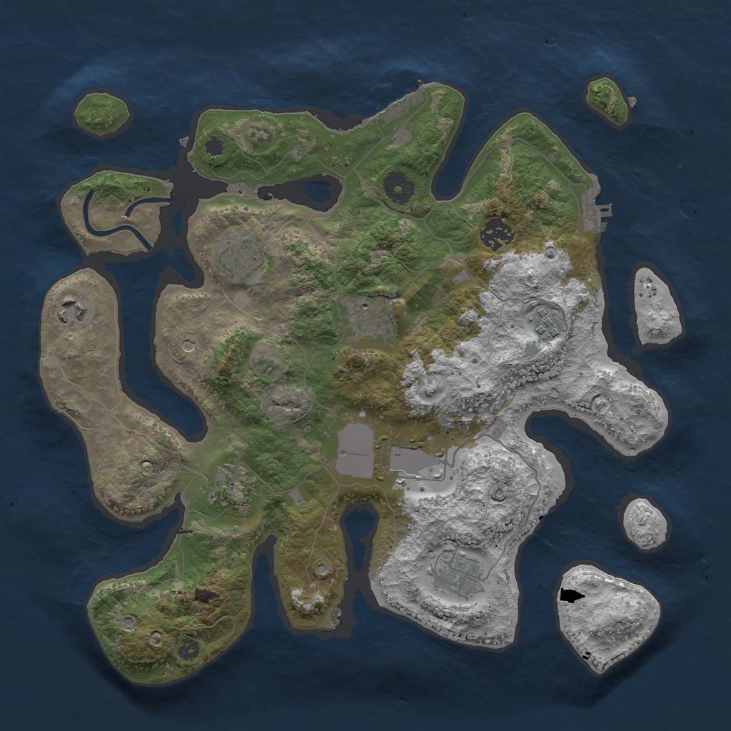 Rust Map: Procedural Map, Size: 3500, Seed: 333666, 13 Monuments