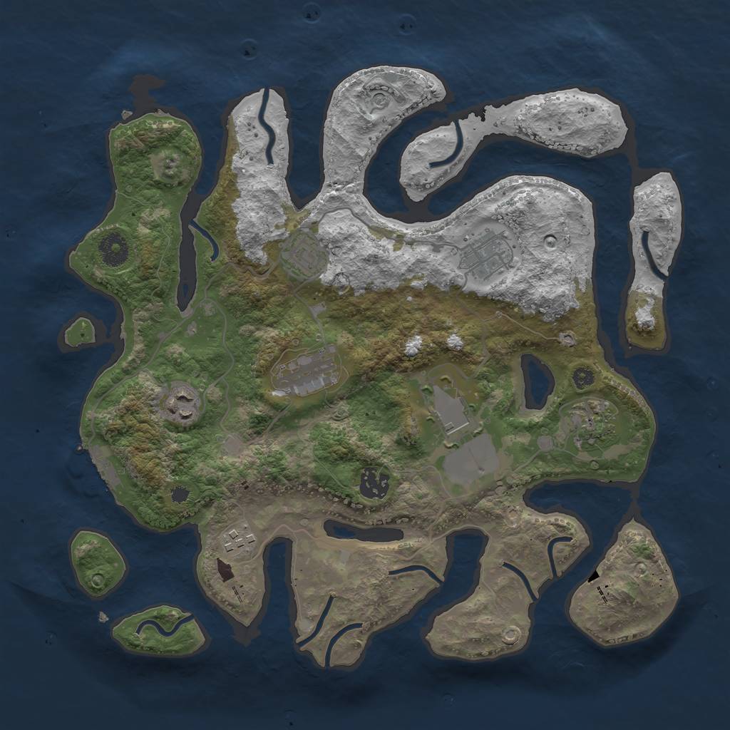 Rust Map: Procedural Map, Size: 3500, Seed: 685094, 12 Monuments