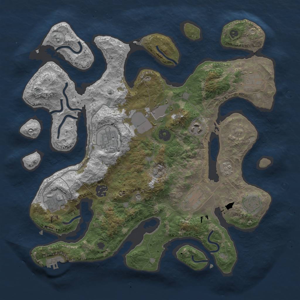 Rust Map: Procedural Map, Size: 3650, Seed: 457159179, 13 Monuments