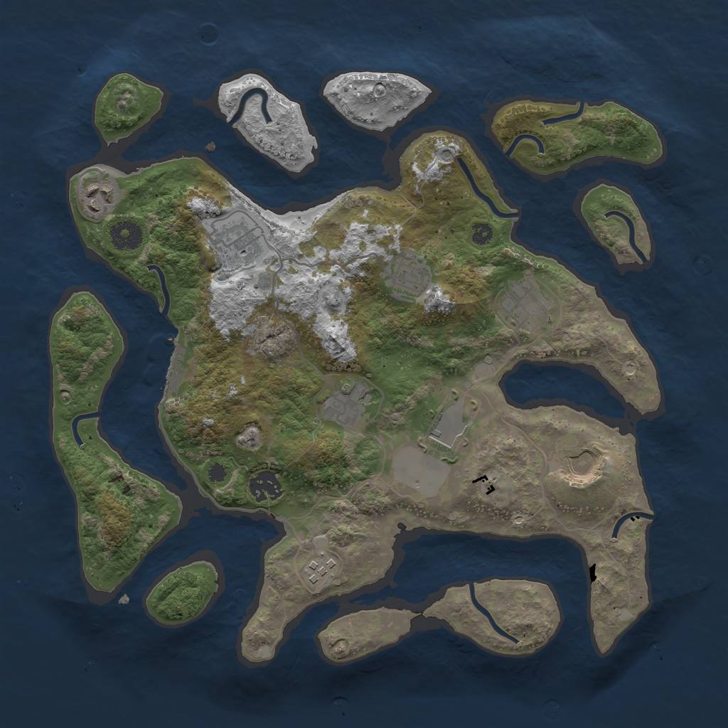 Rust Map: Procedural Map, Size: 3500, Seed: 430721155, 12 Monuments